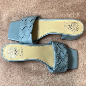 Vince Camuto Blue Woven Slide Sandals